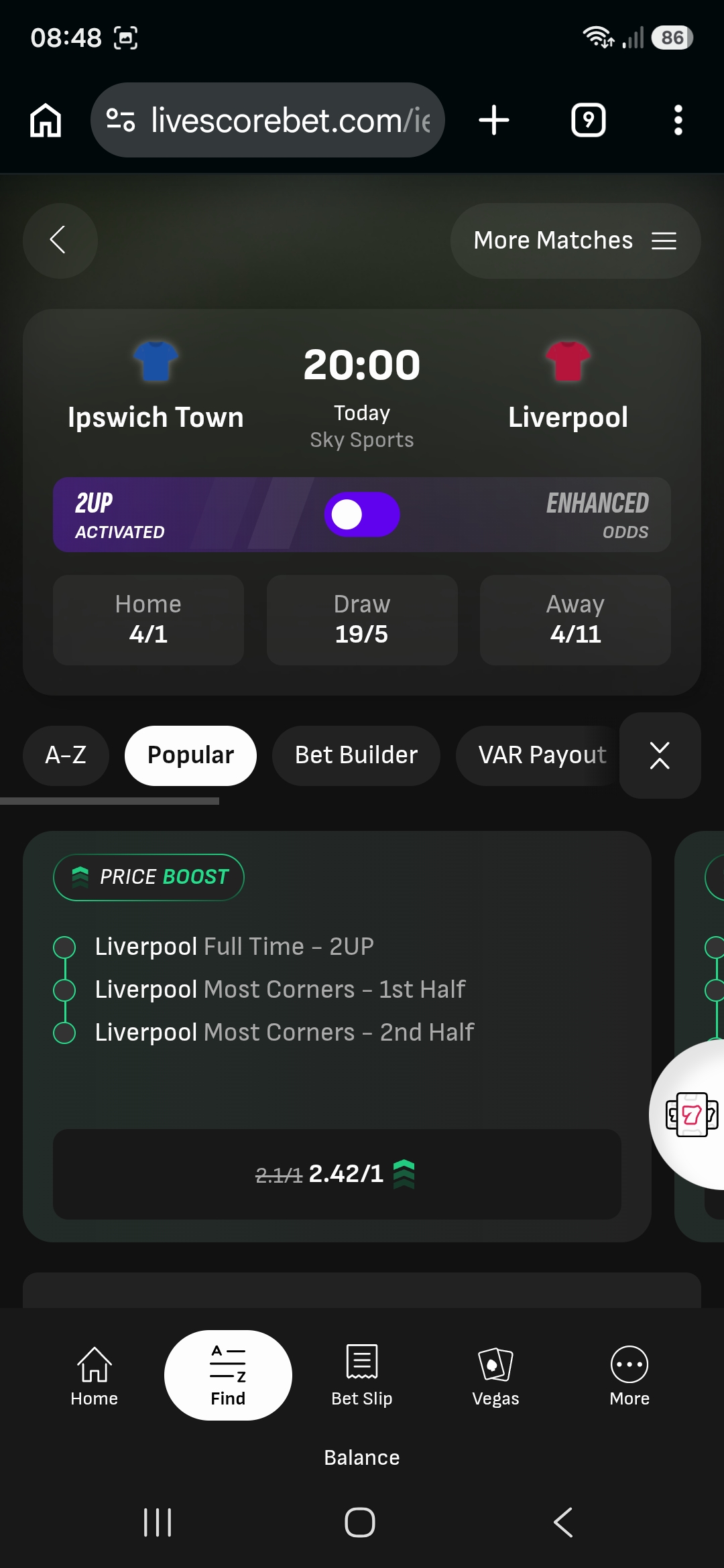 LiveScoreBet Football