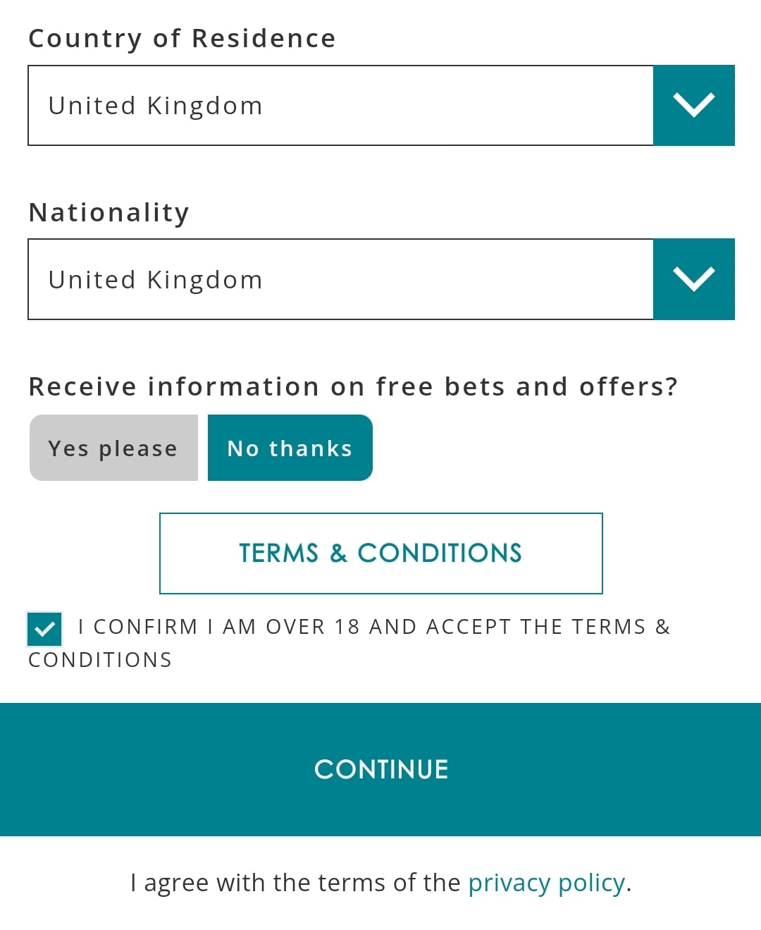 Spreadex Registration 2