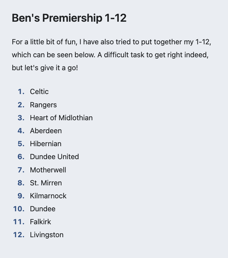 Scottish Premiership 1-12 25/26