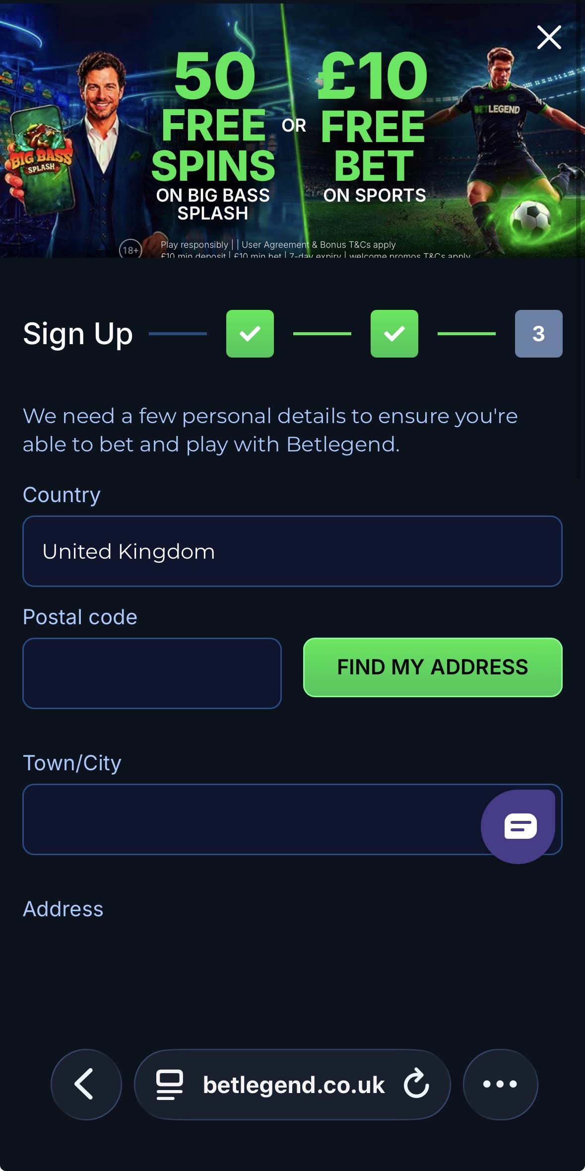 BetLegend Sign Up 4