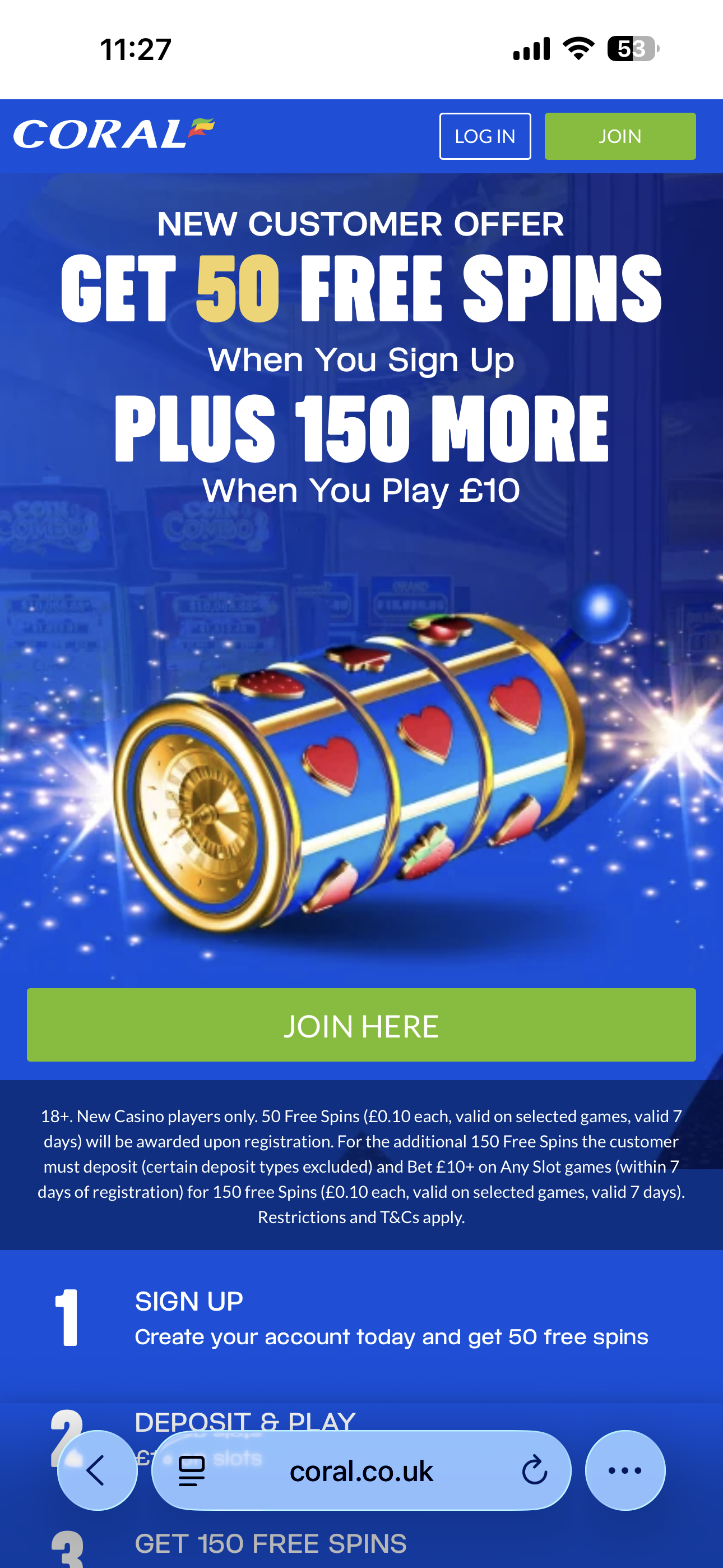 Coral Free Spins Sign Up