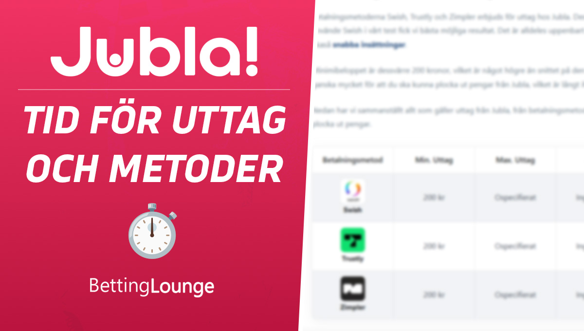 Jubla uttagstid