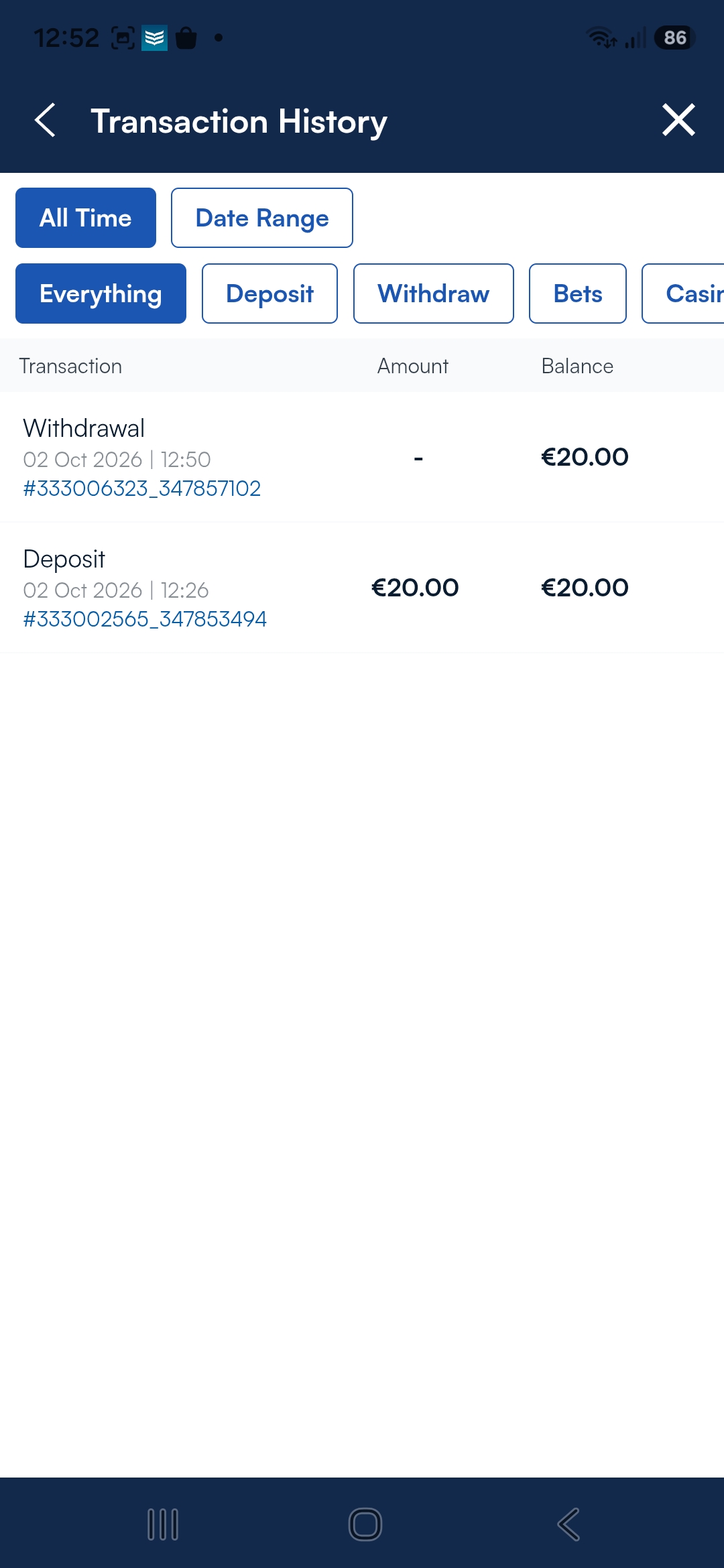 Star Sports transaction history

