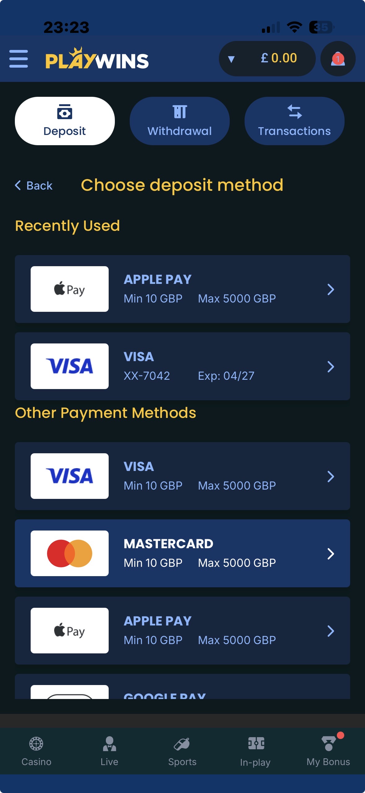 PlayWins App Deposit 3