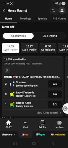 LiveScore Bet horse racing app ireland
