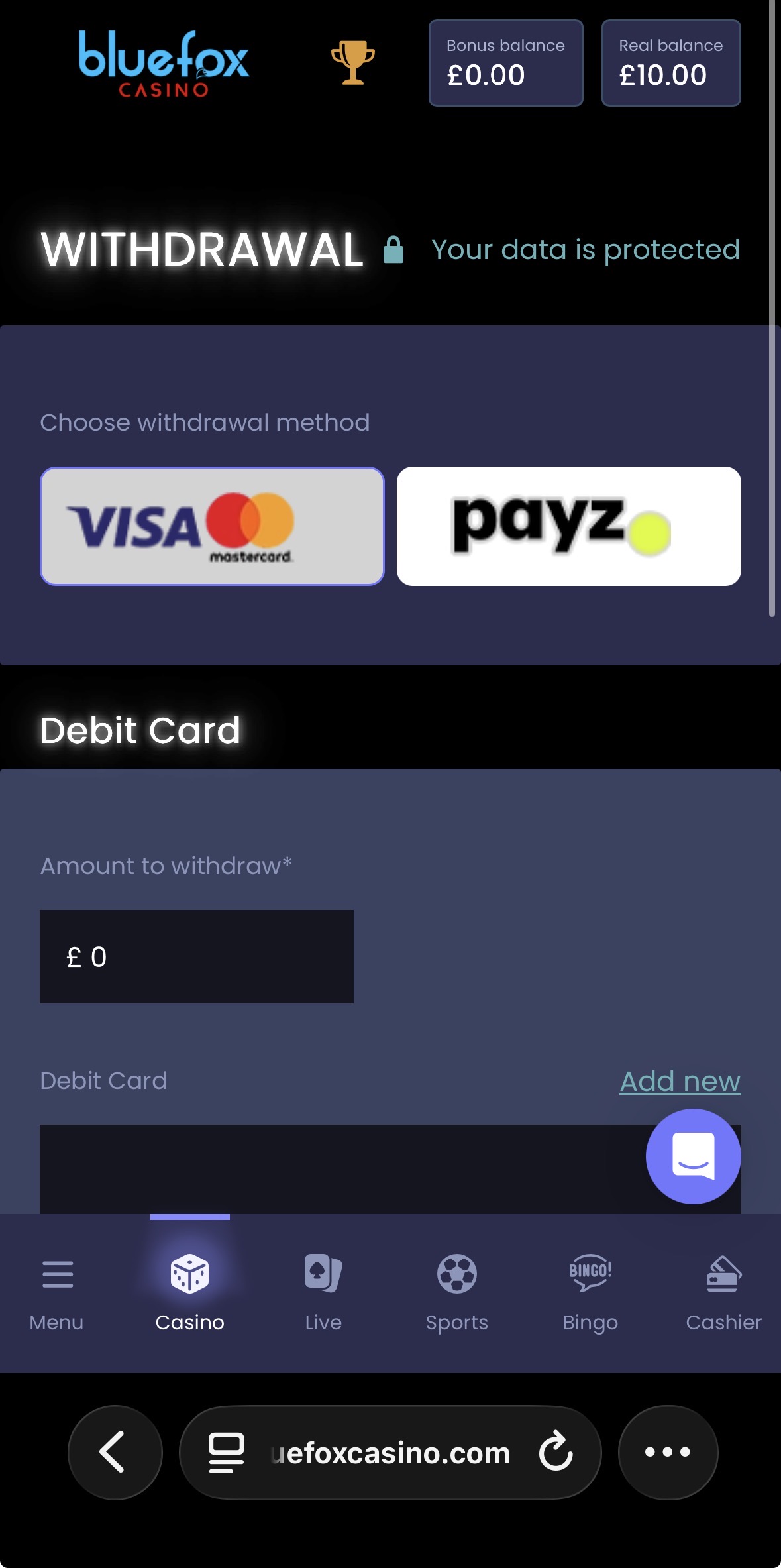 Bluefox Sports Withdraw 3