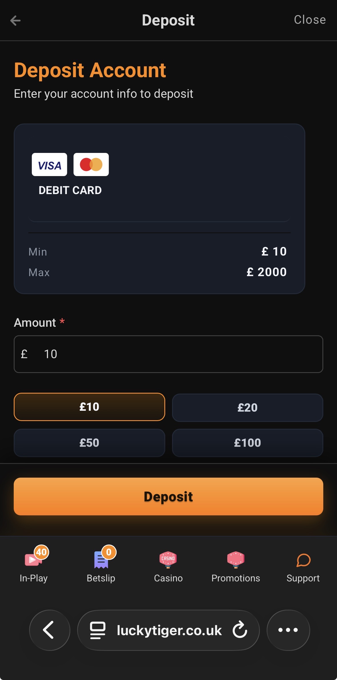 Lucky Tiger Deposit 3