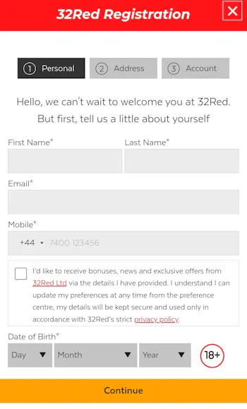 32Red Registration 1