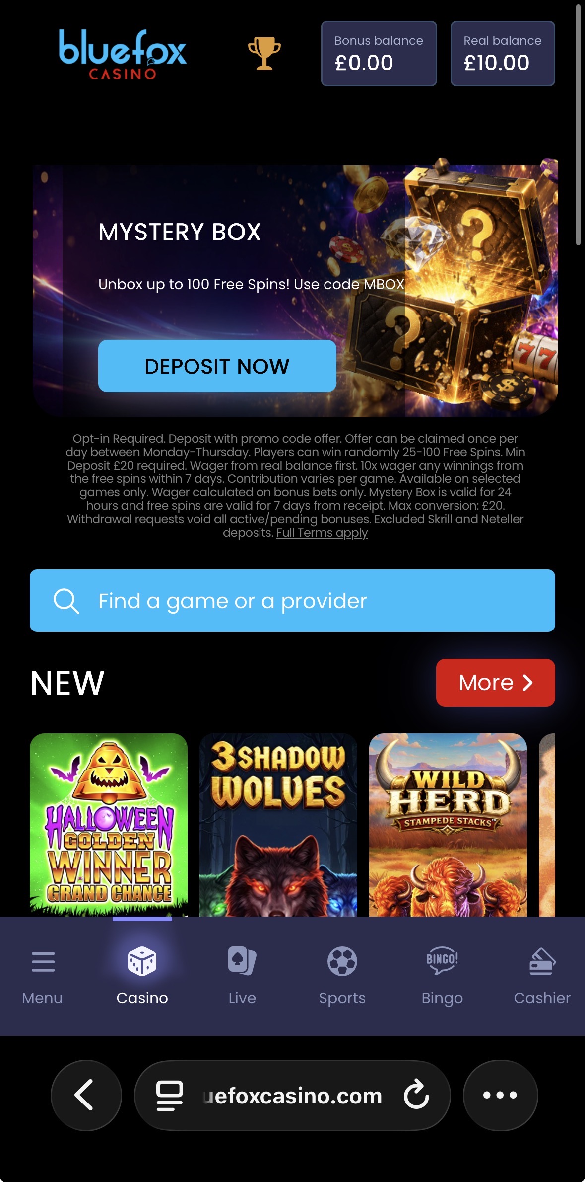 Bluefox Sports Withdraw 1
