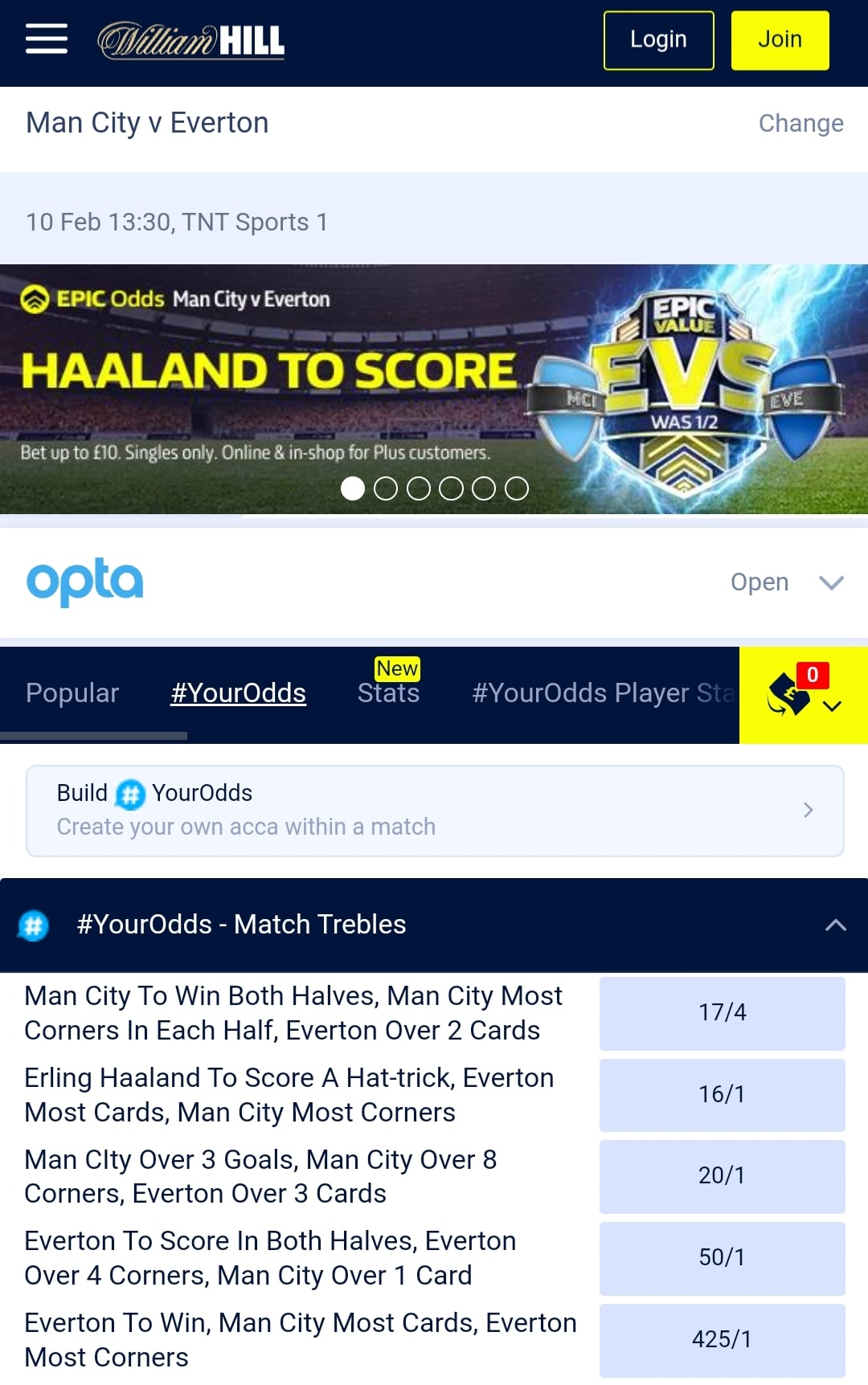 William Hill bet builder