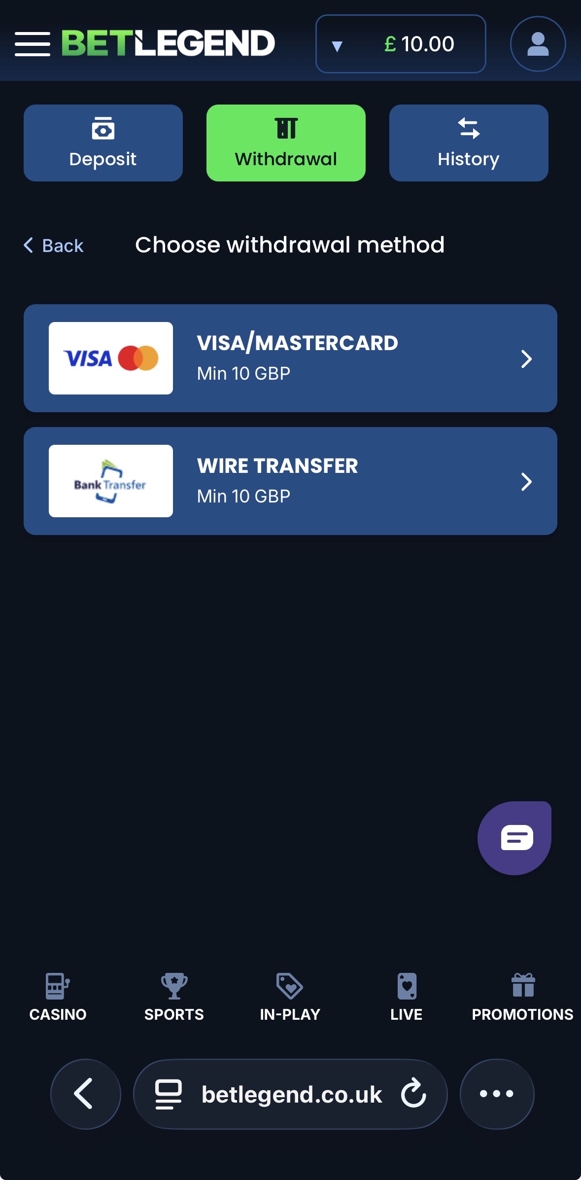 BetLegend Withdraw 3