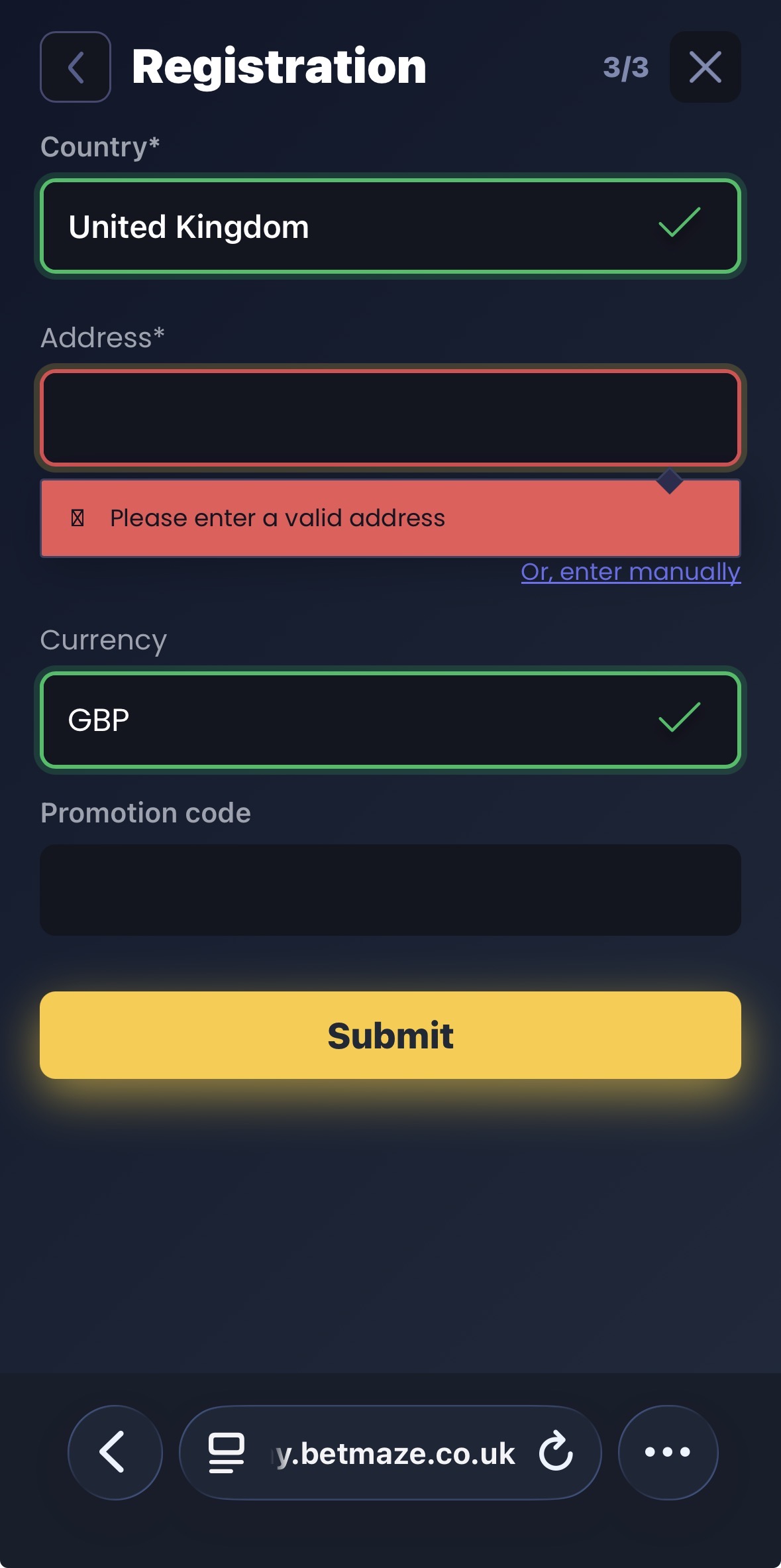 BetMaze Sign Up 4