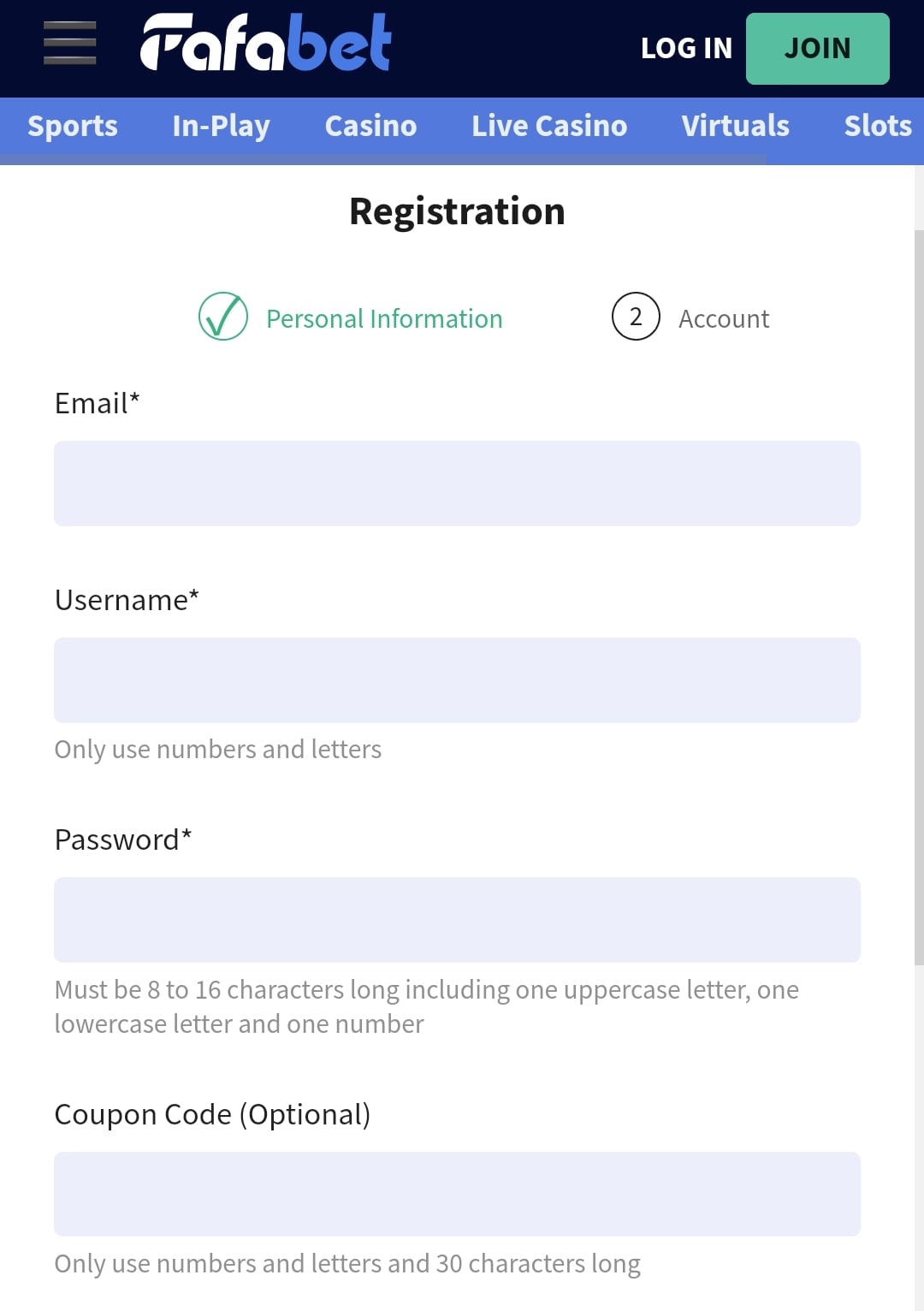 Fafabet Registration 2