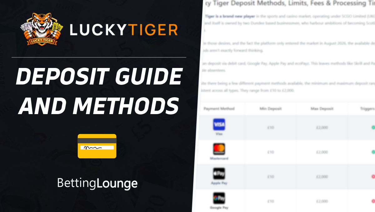 Lucky Tiger deposit guide and methods