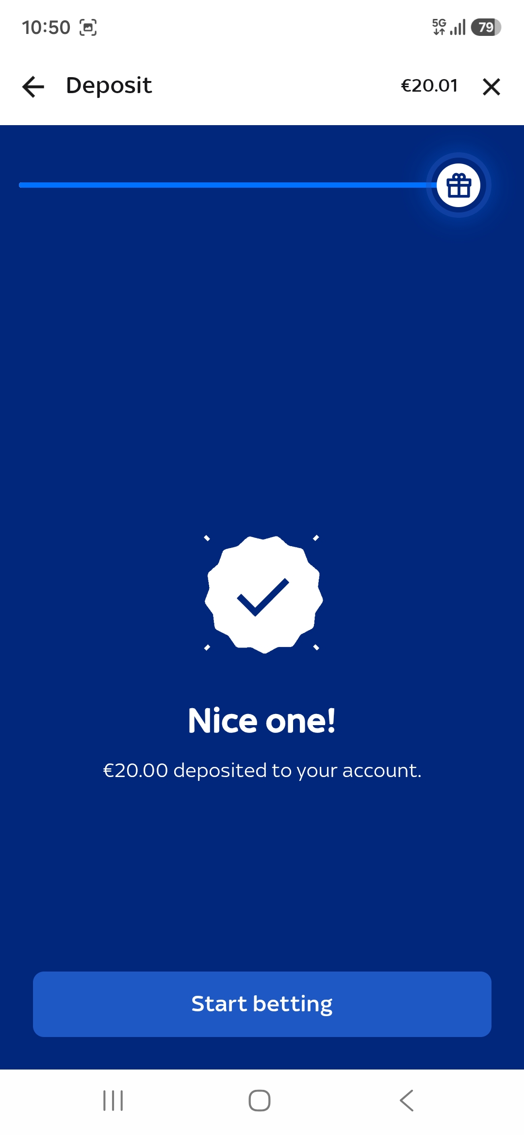 Deposit confirmation