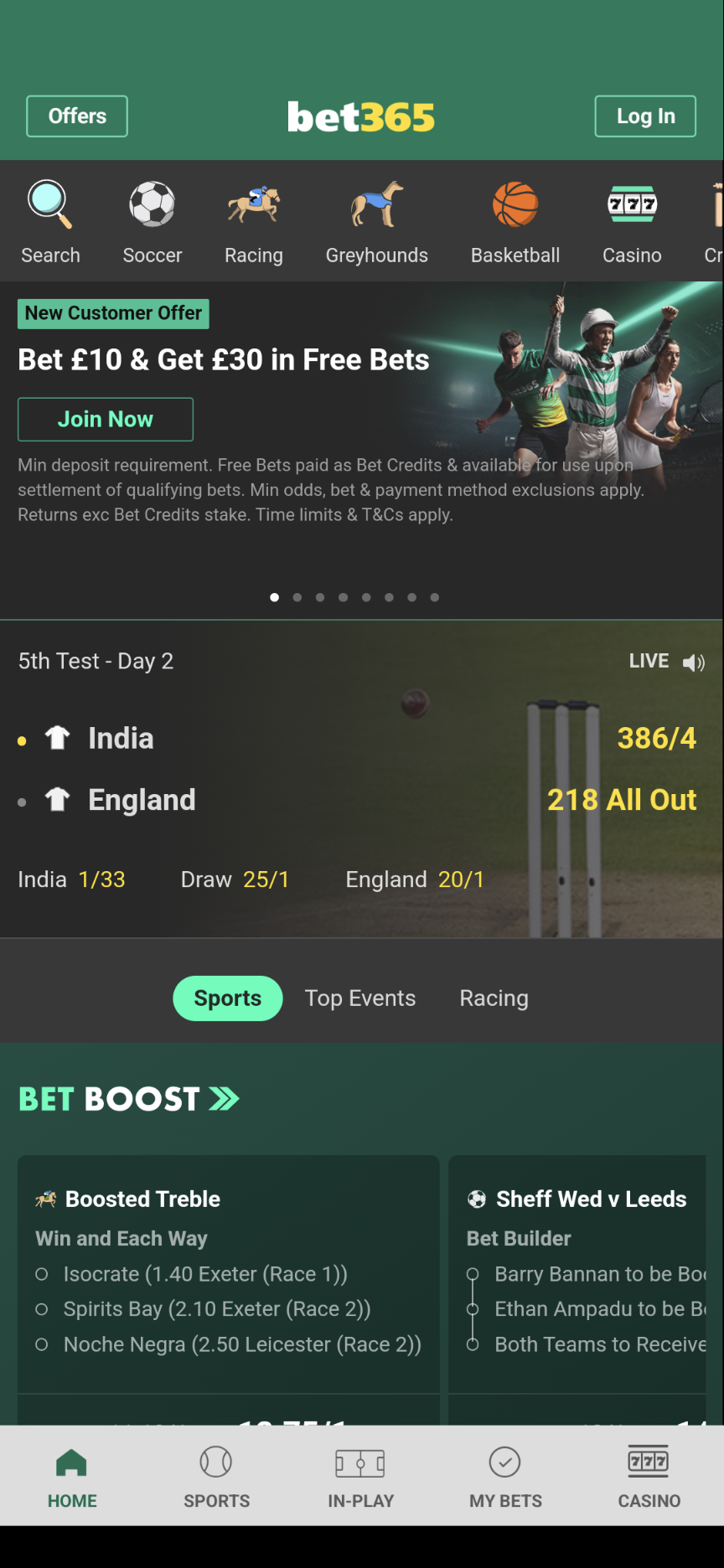 bet365 app homepage 