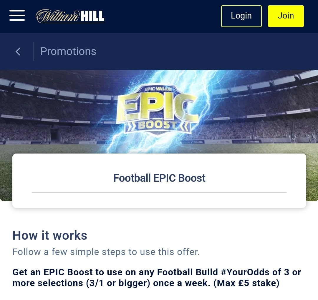 William Hill Epic Boost