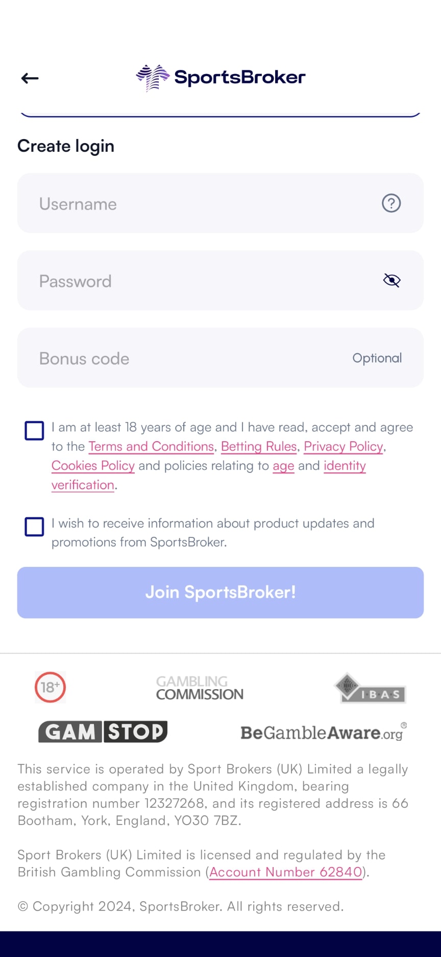 SportsBroker Registration 3