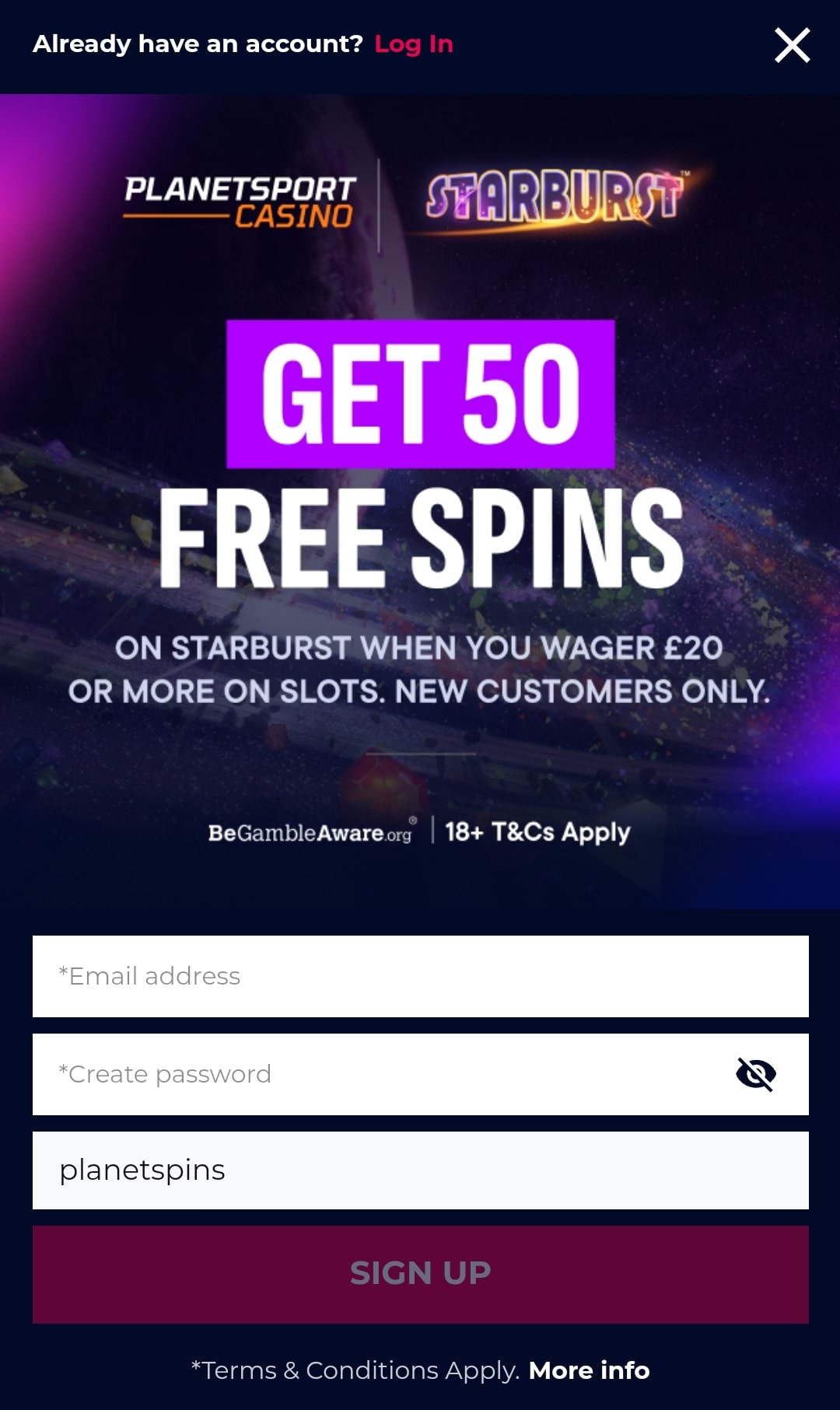 Planet Sport Bet Registration 1