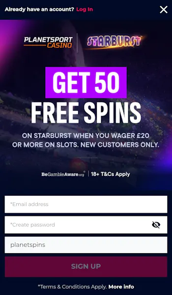 Planet Sport Bet Registration 1