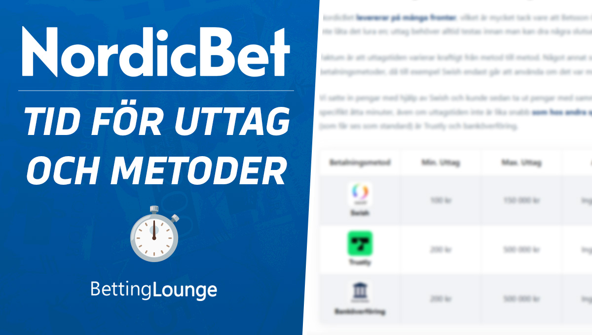 NordicBet uttagstid