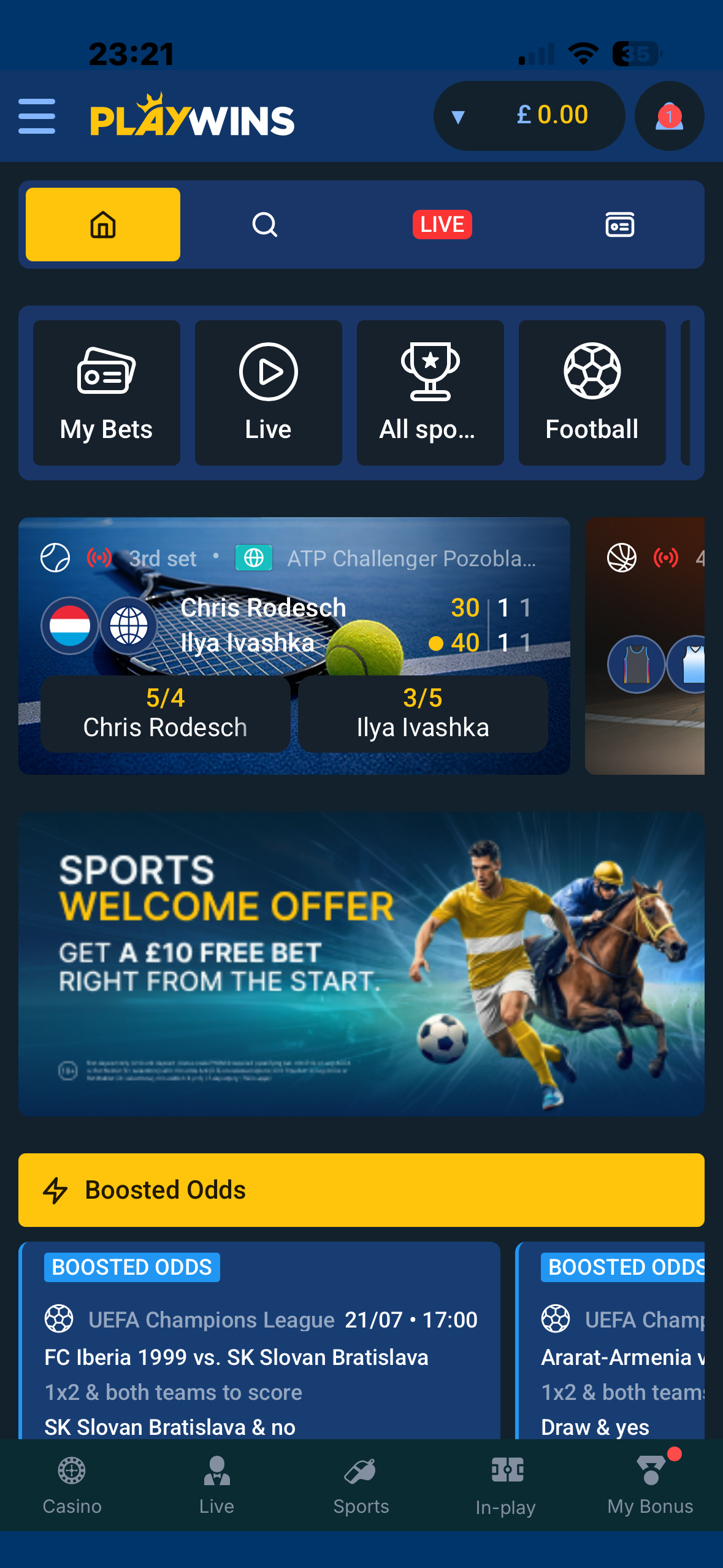 PlayWins App Deposit 1