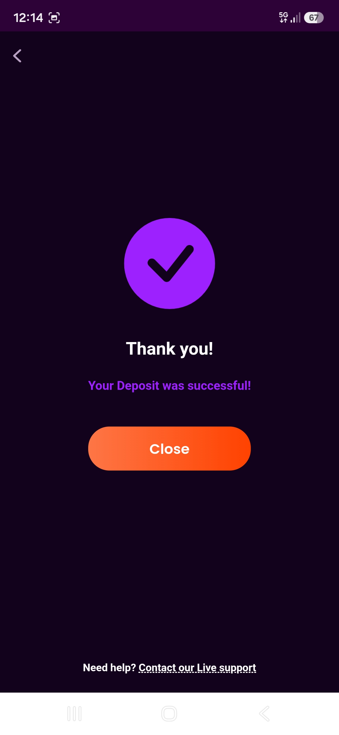 Tonybet deposit success
