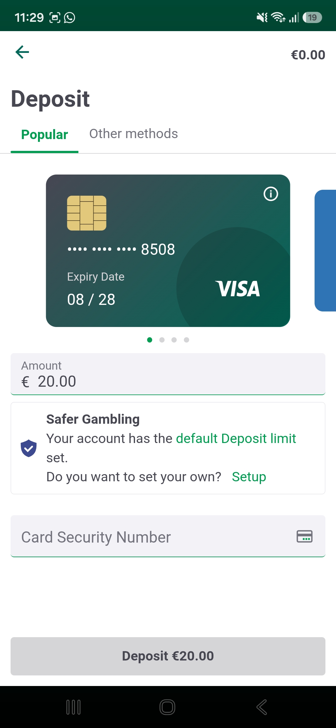 Paddy Power deposit 4 Visa
