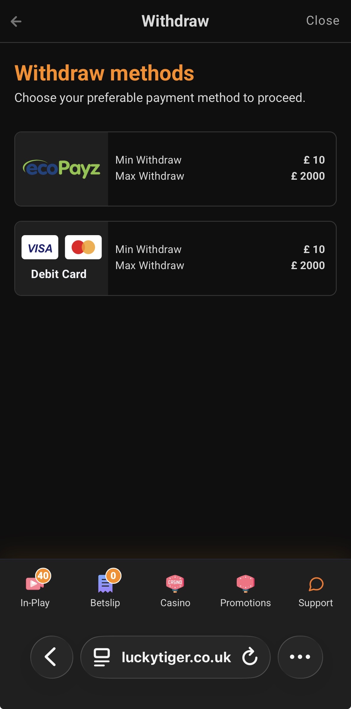 Lucky Tiger Withdraw 3