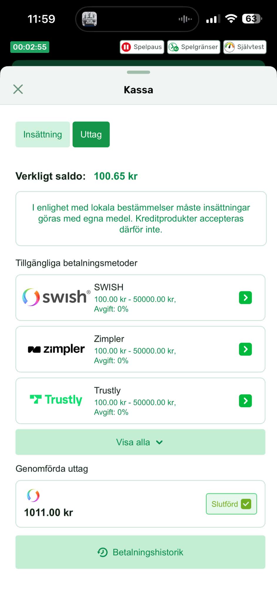 Uttag - CampoBet