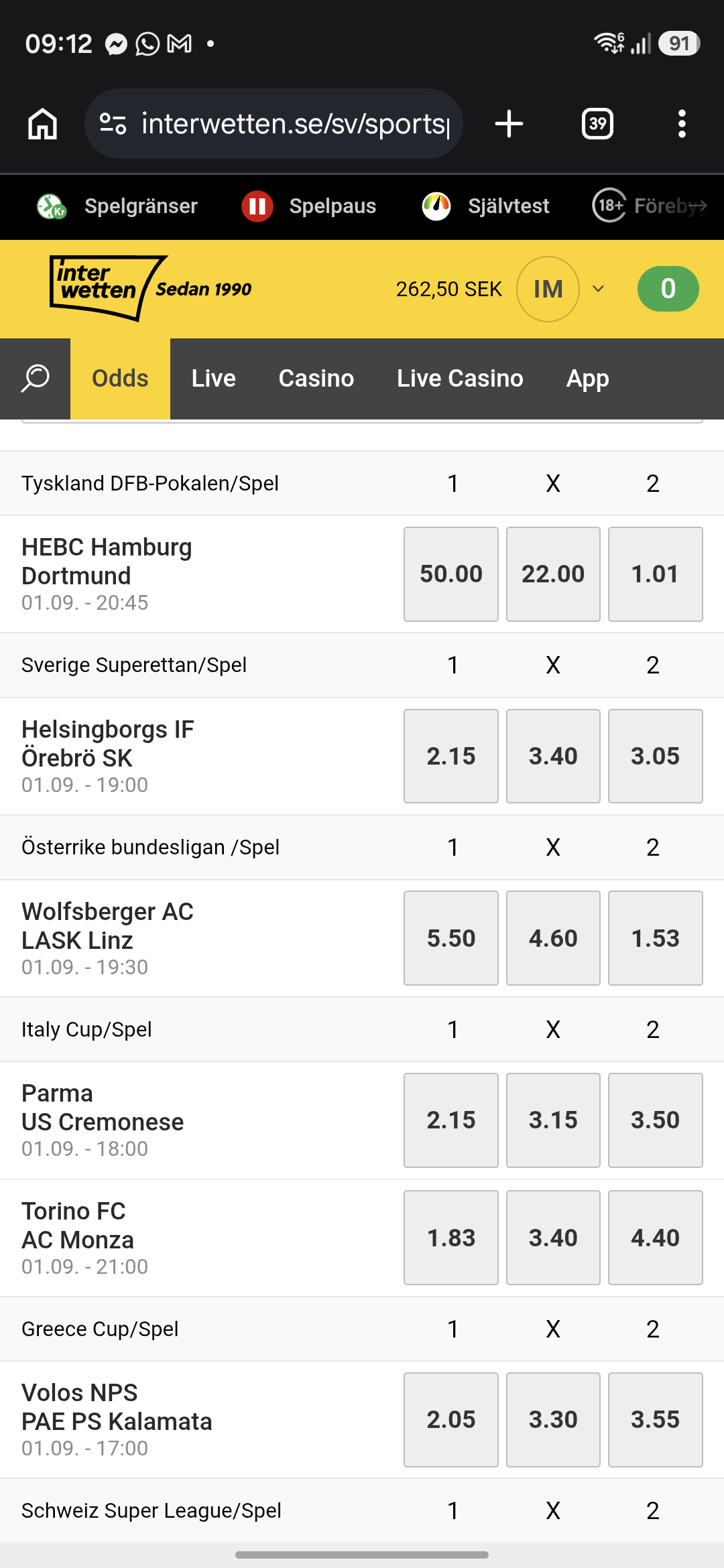 Uttag - Interwetten