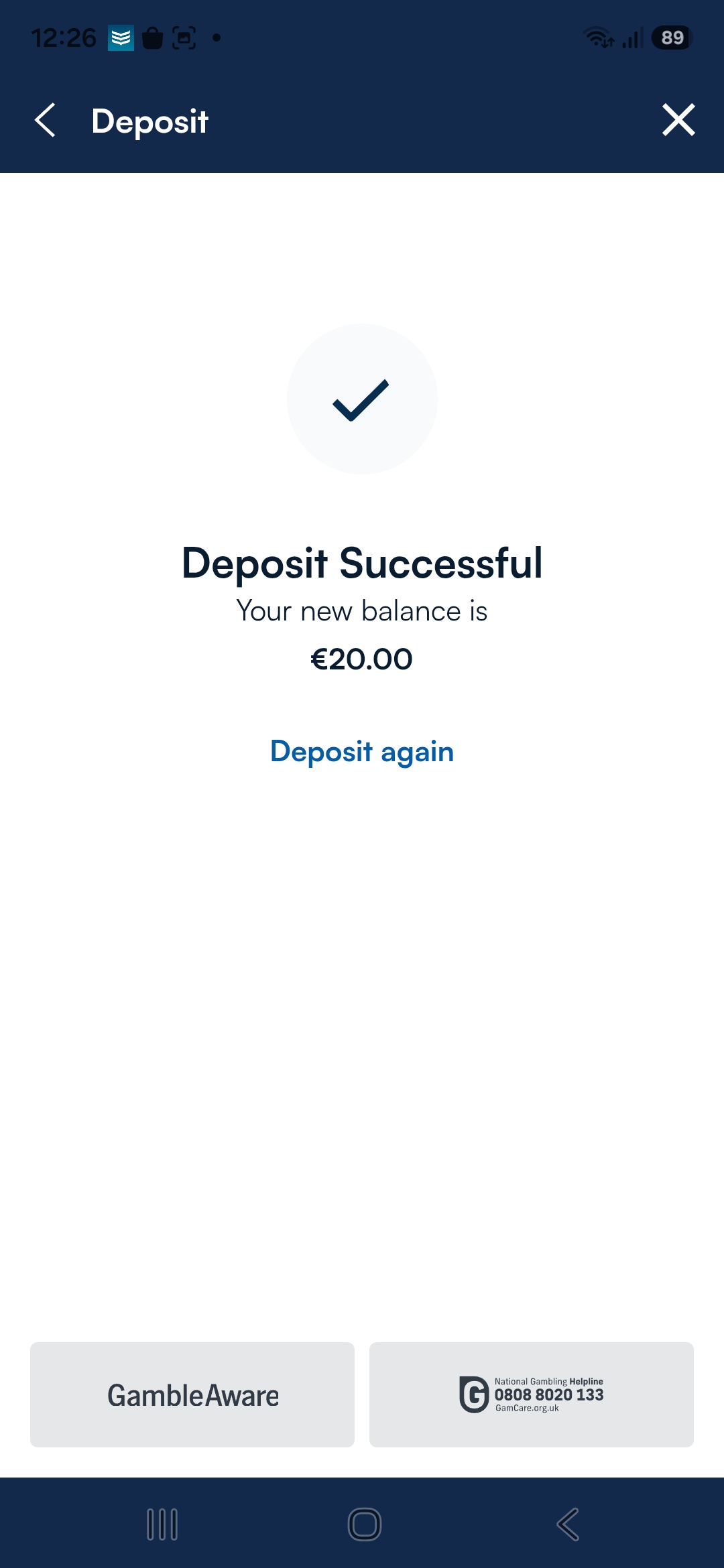 Star Sports deposit success