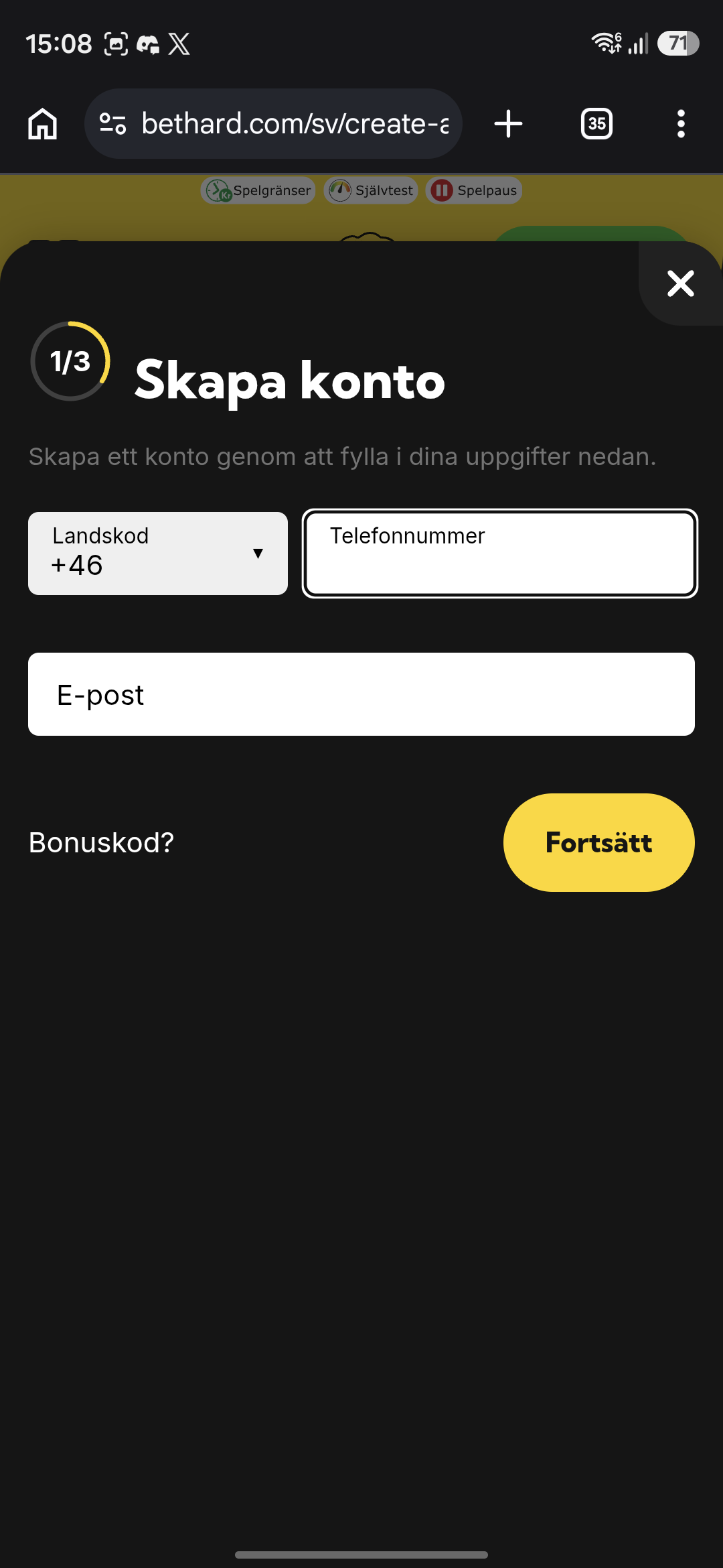 Bethard bonus skapa konto