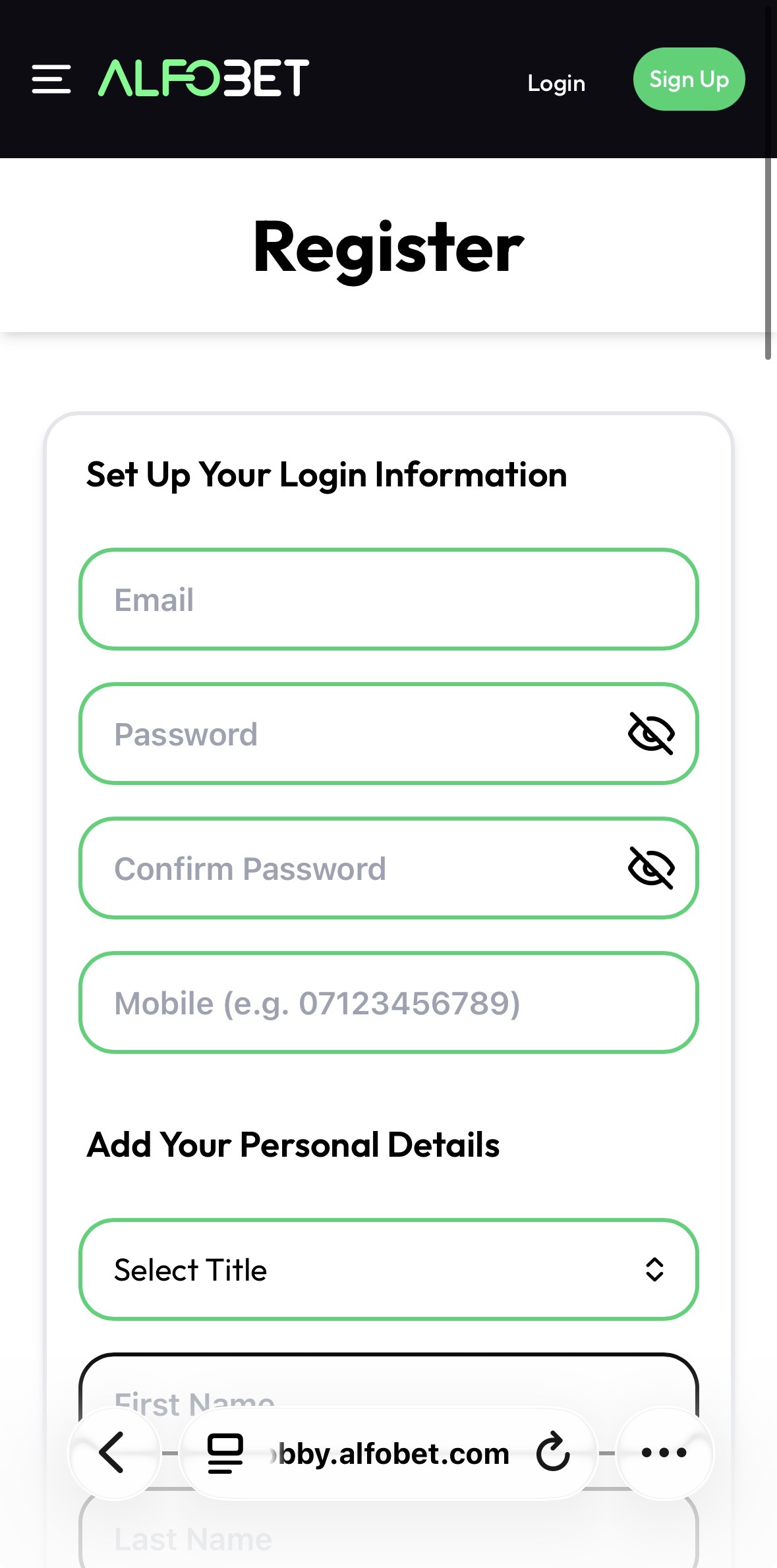 Alfobet Sign Up 2