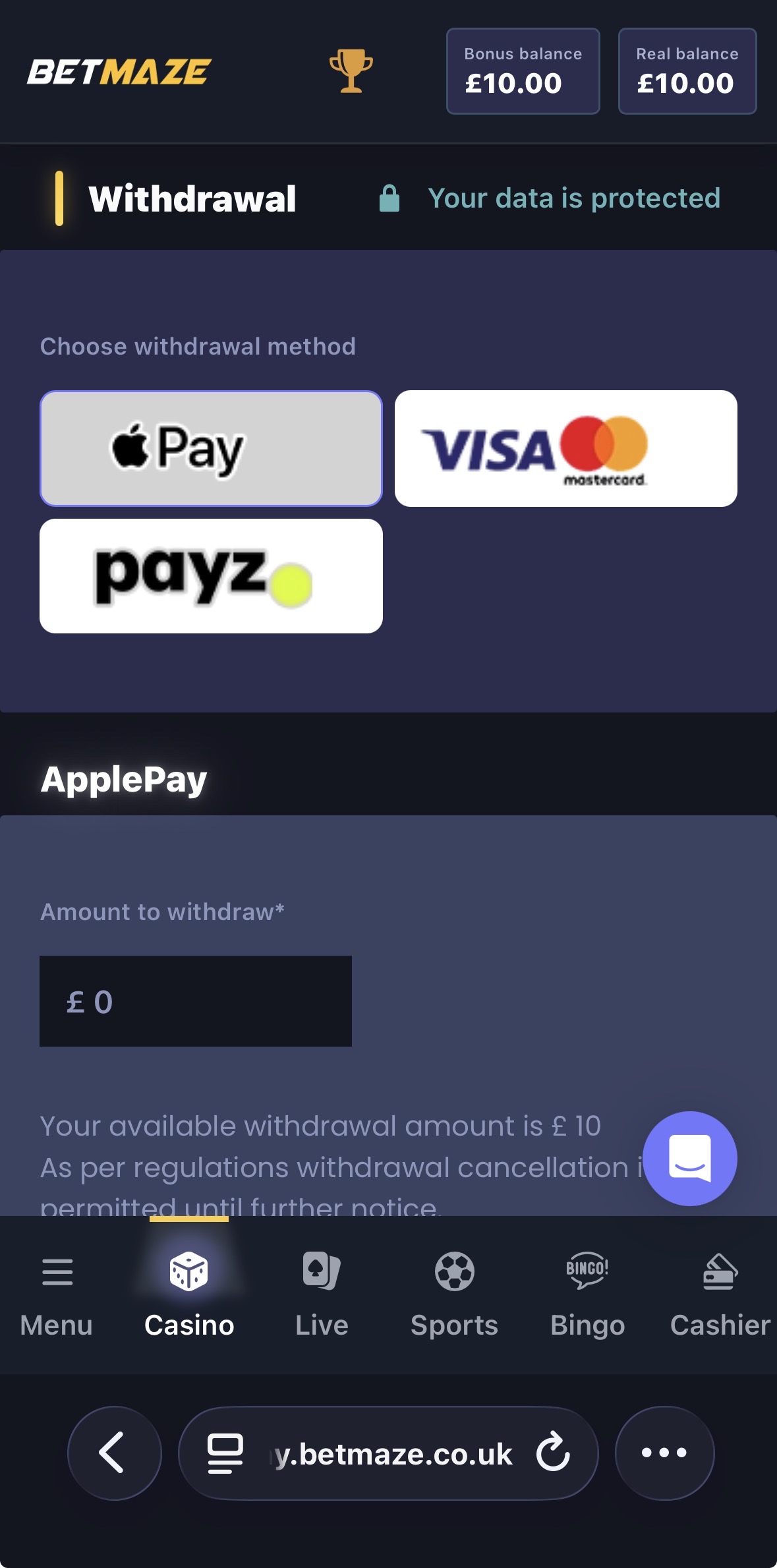 BetMaze Withdraw 3