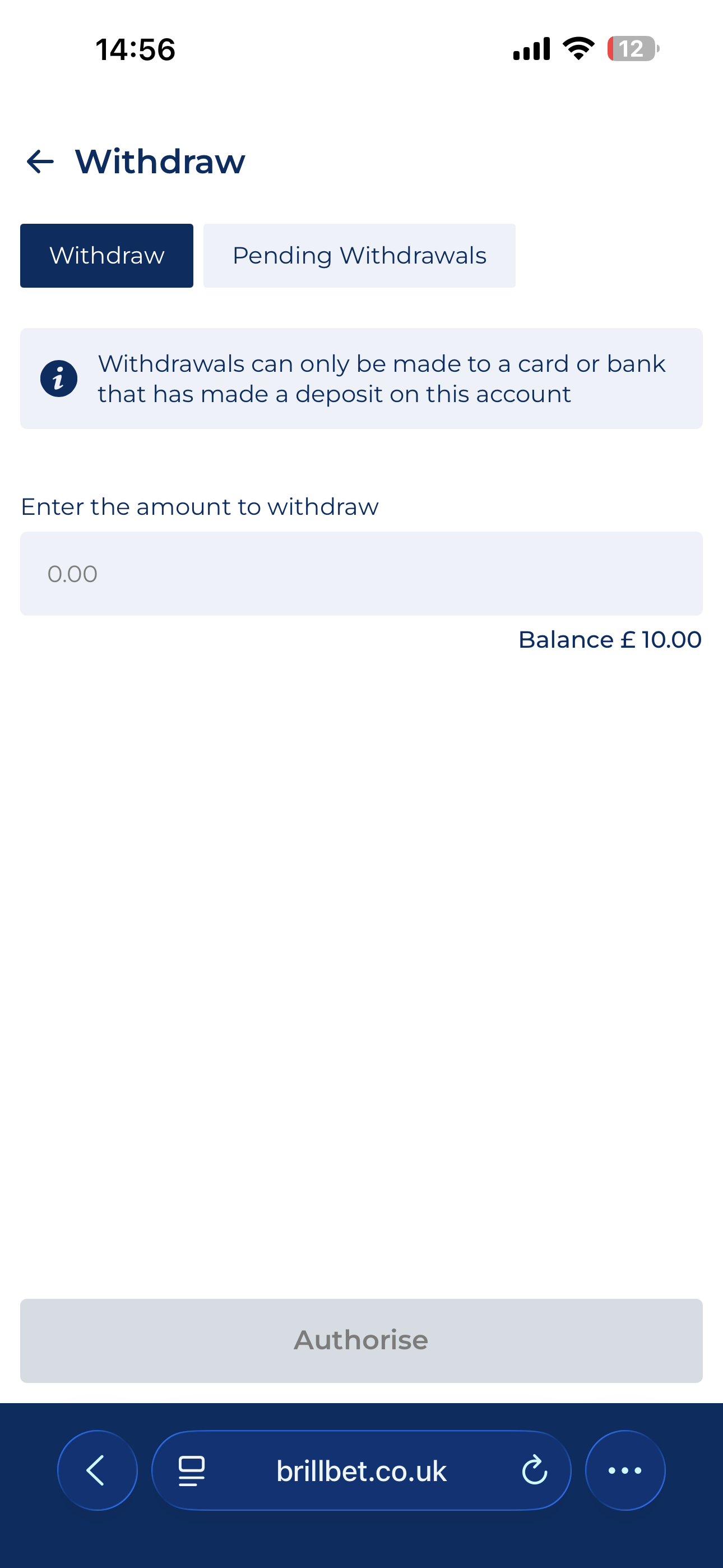 BrillBet Withdrawal 1