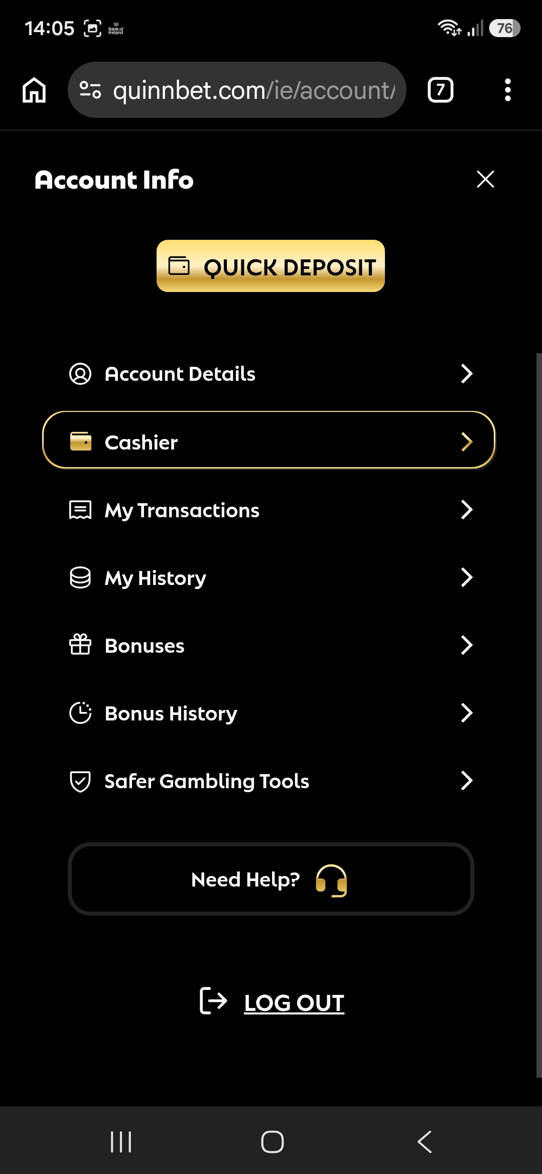 QuinnBet withdrawal