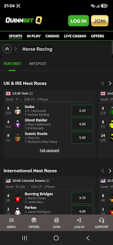QuinnBet racing