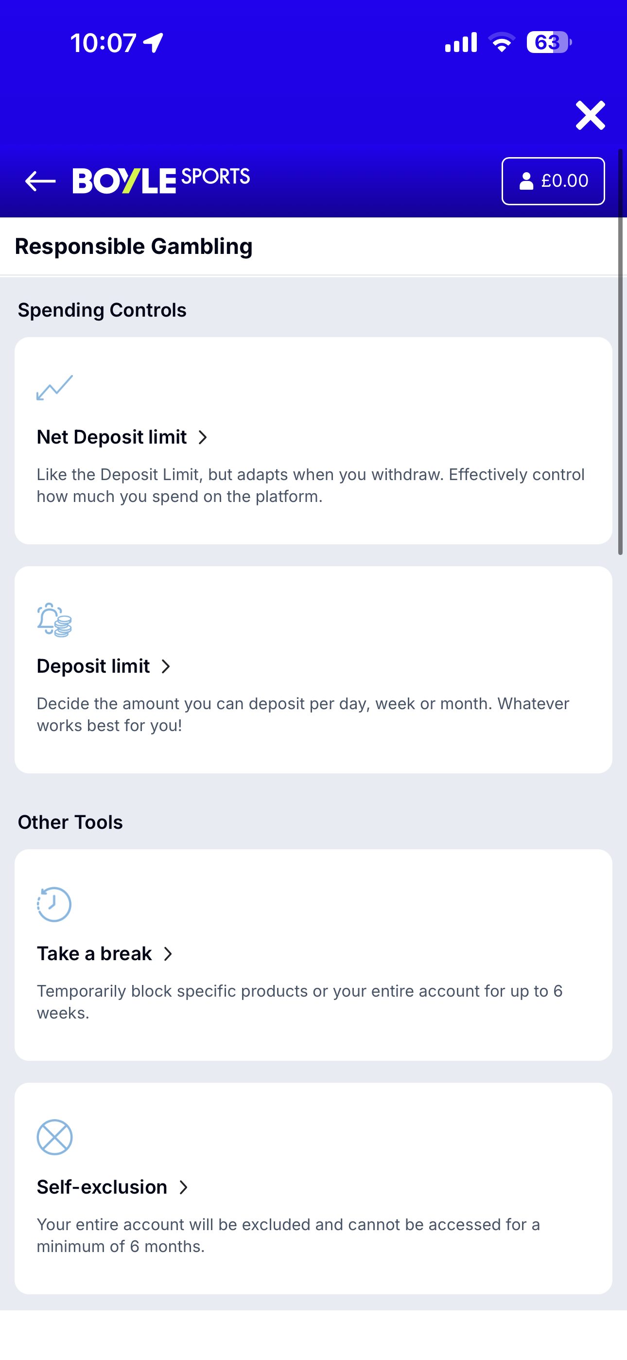 BoyleSports responsible gambling tools