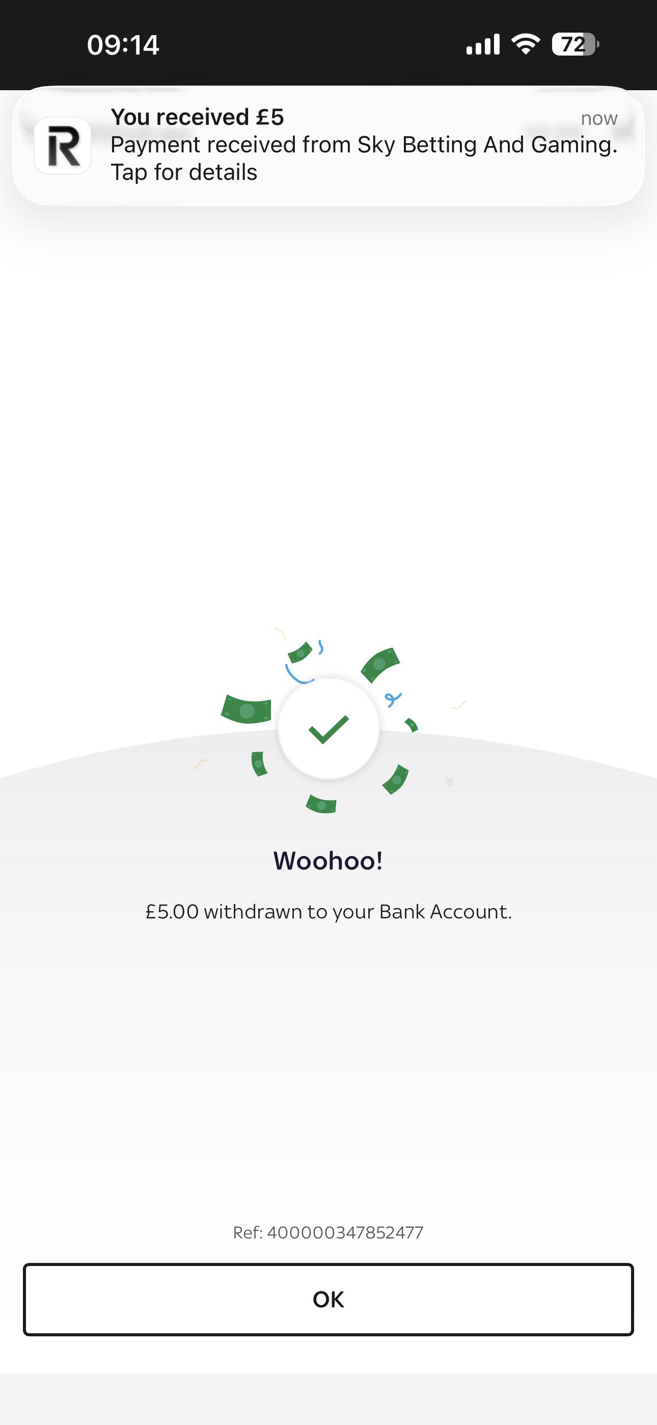 SkyBet Bank Transfer Withdrawal 21/10