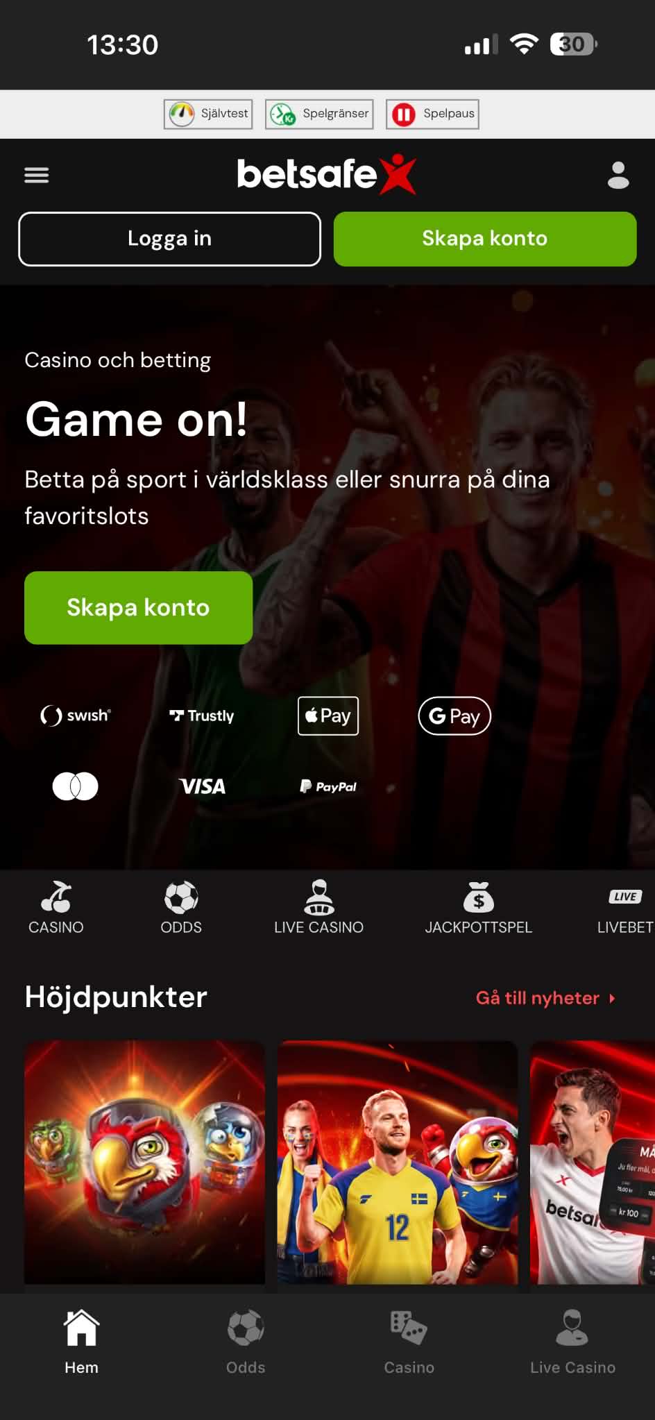 Registrering - Betsafe