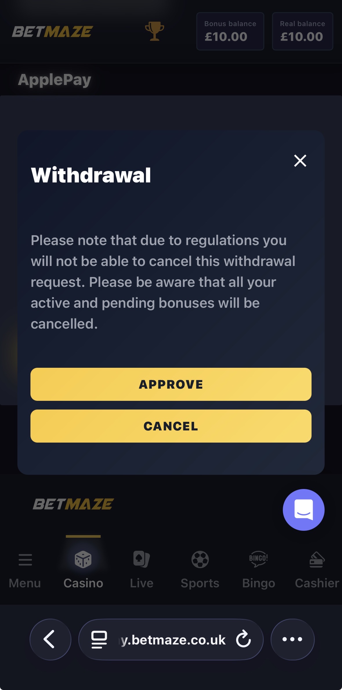 BetMaze Withdraw 5