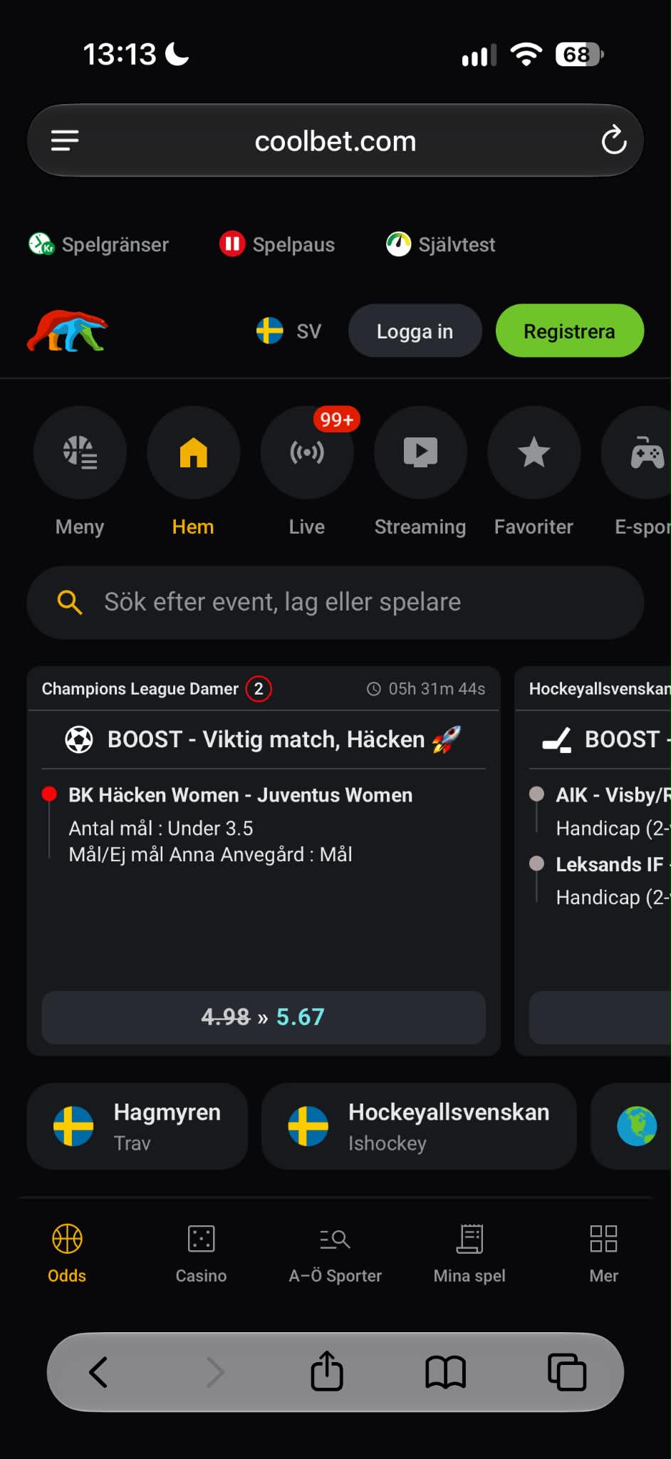 Registrering - Coolbet