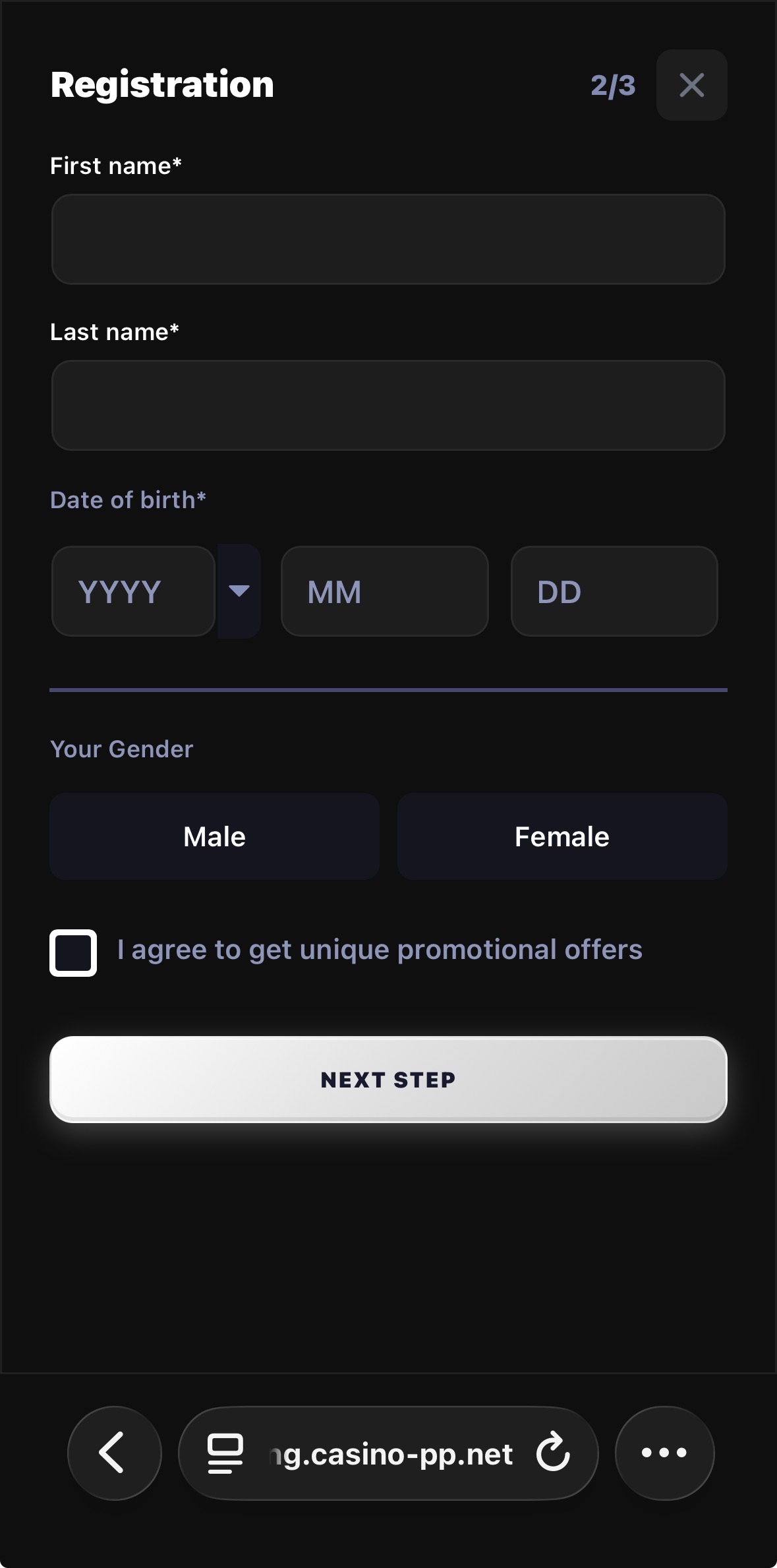 Fruity King Sign Up