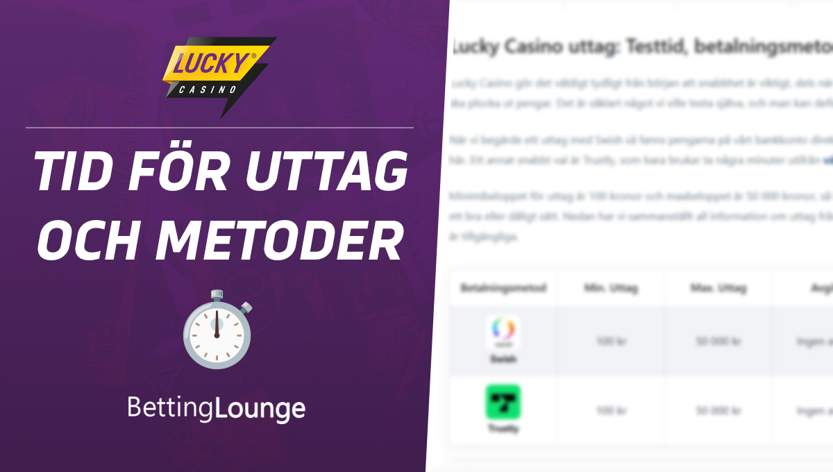 Lucky Casino uttagstid