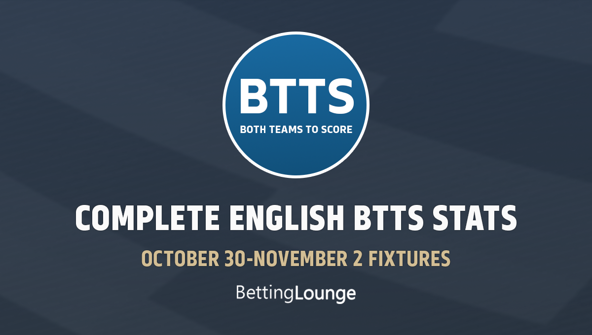 October 30-November 2: Premier League and EFL Complete BTTS Stats
