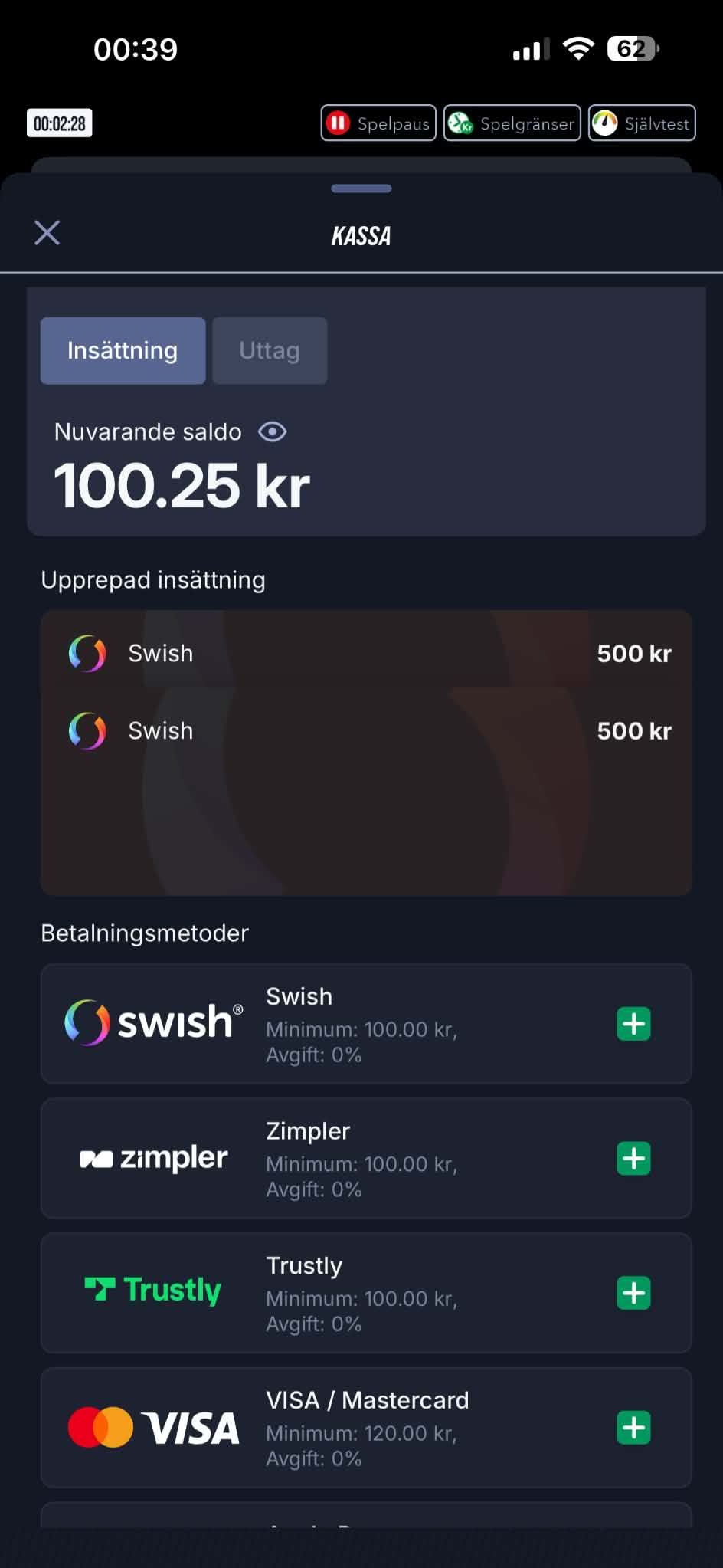 Insättning - Betinia