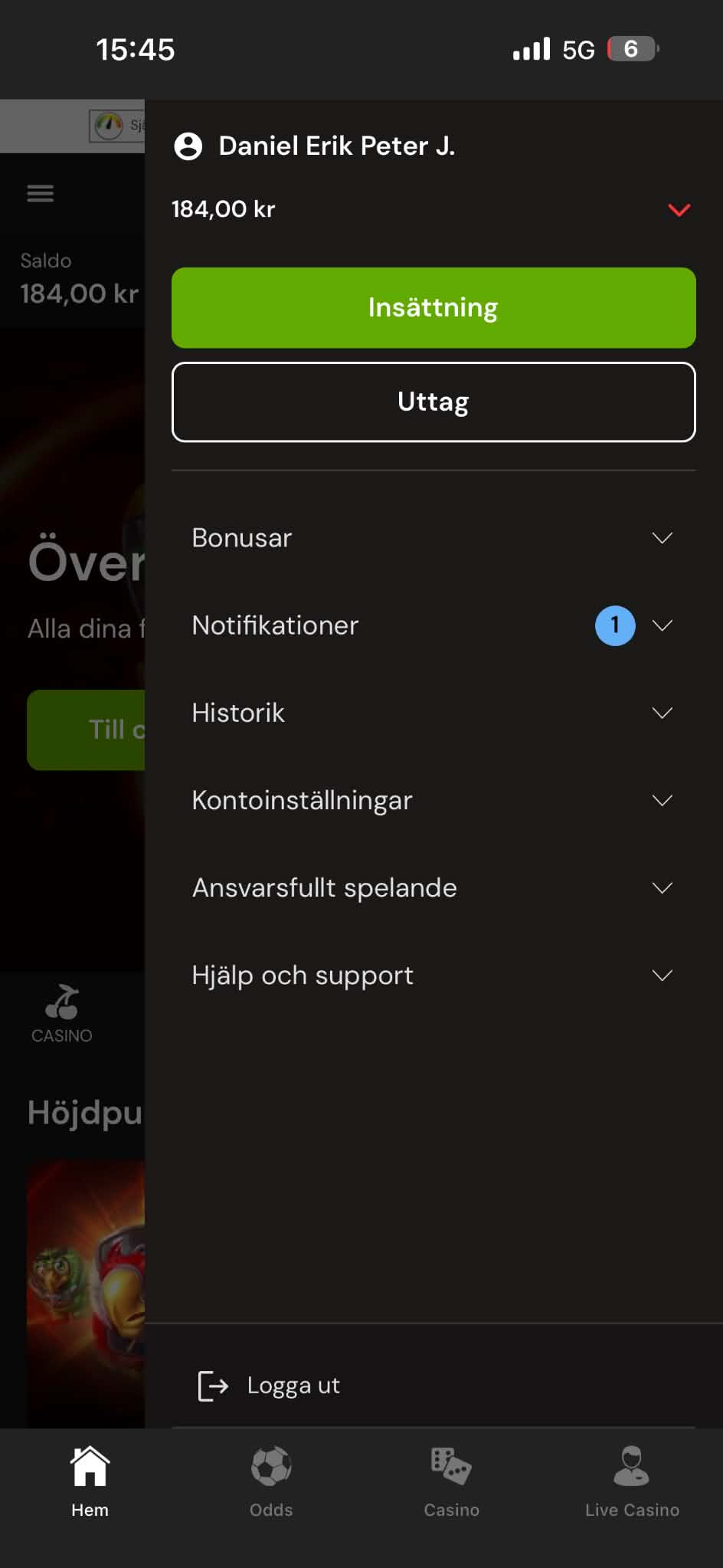 Uttag - Betsafe