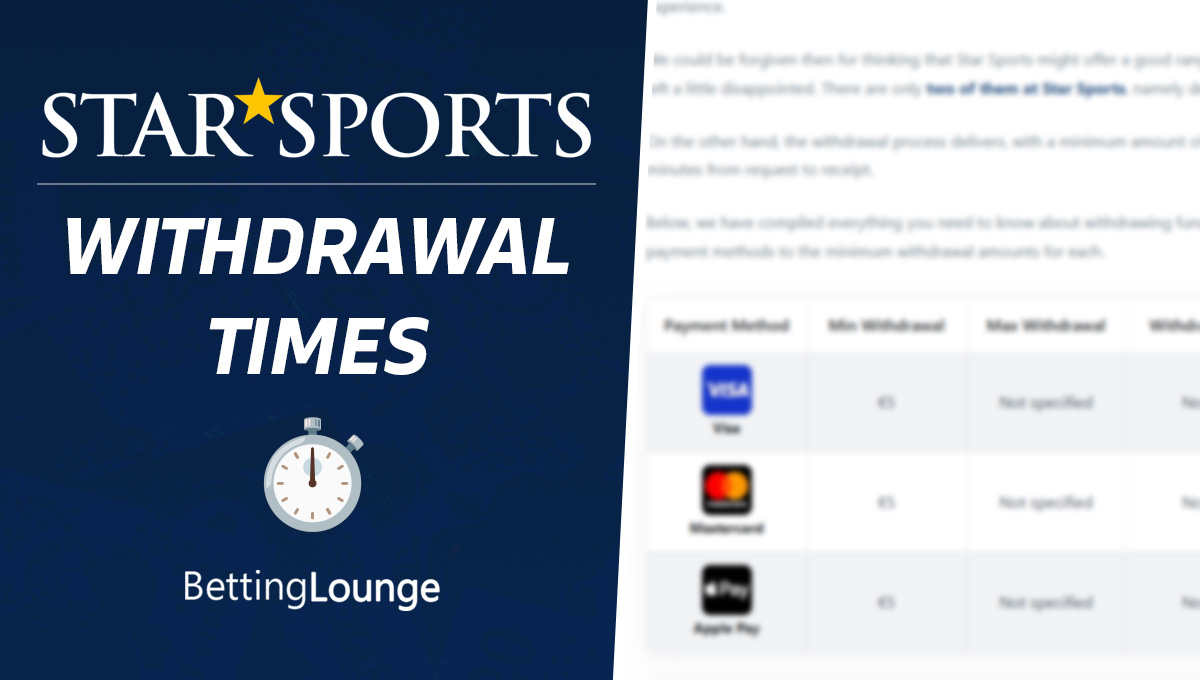 StarSports Ireland withdrawal time