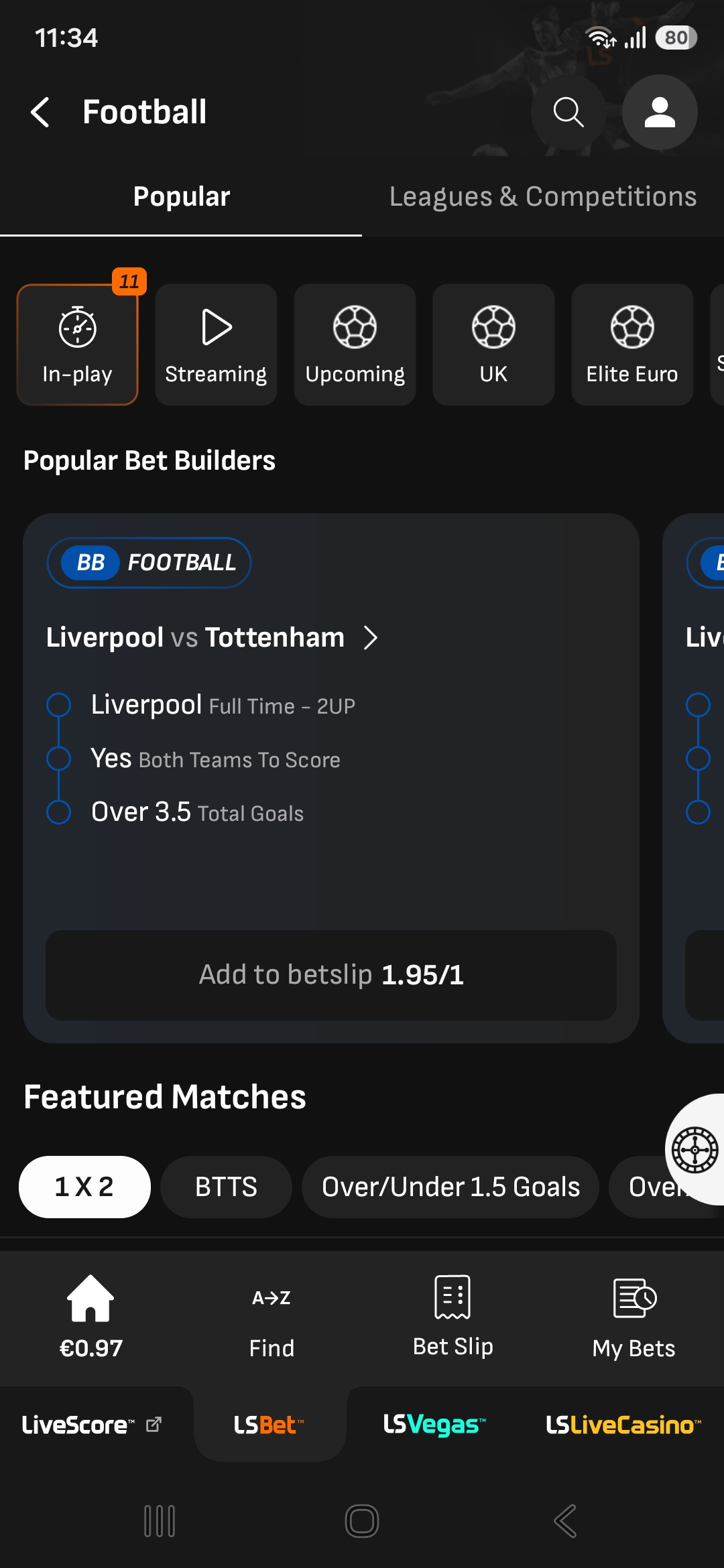 LiveScore Bet football app ireland